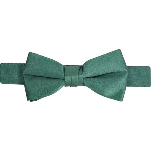 HOLD'EM Bow Tie Boy and Baby Satin Solid Color Adjustable Pre-tied-Hunter Green - Picture 1 of 7